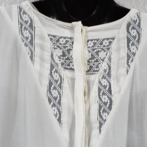 Zara Basics Off White Lightweight Sleeveless Top V Neck with Lace Detail Small - Picture 9 of 11